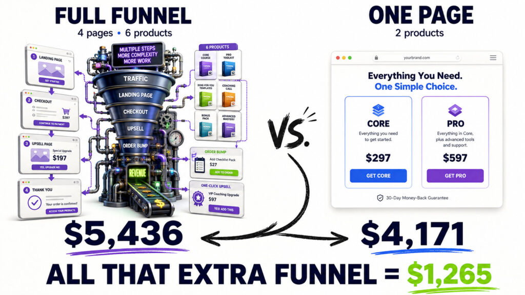 Full Funnel vs One Page $1,265 Difference