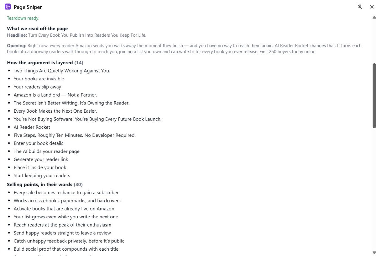 Teardown showing the headline and every subhead in order