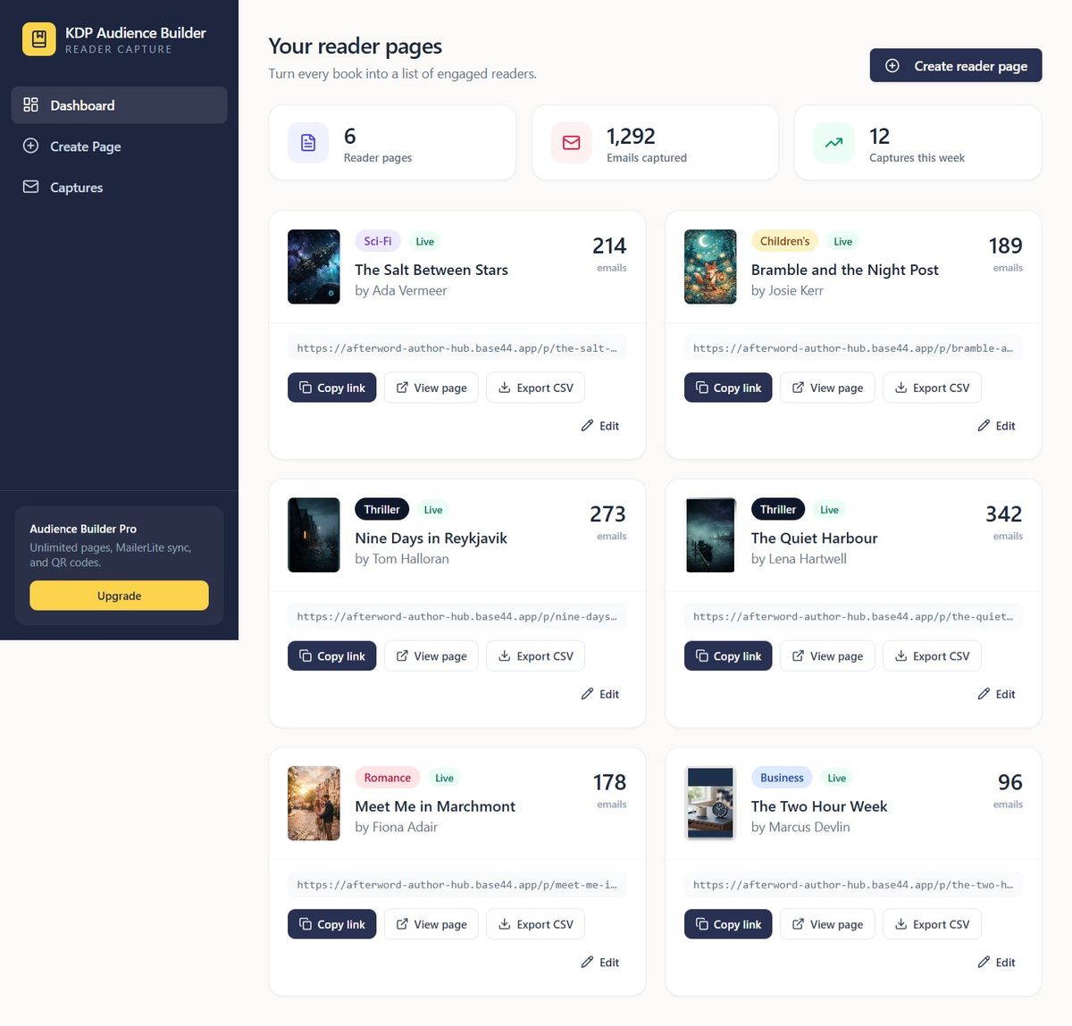 The finished working web app built from the Page Sniper build spec