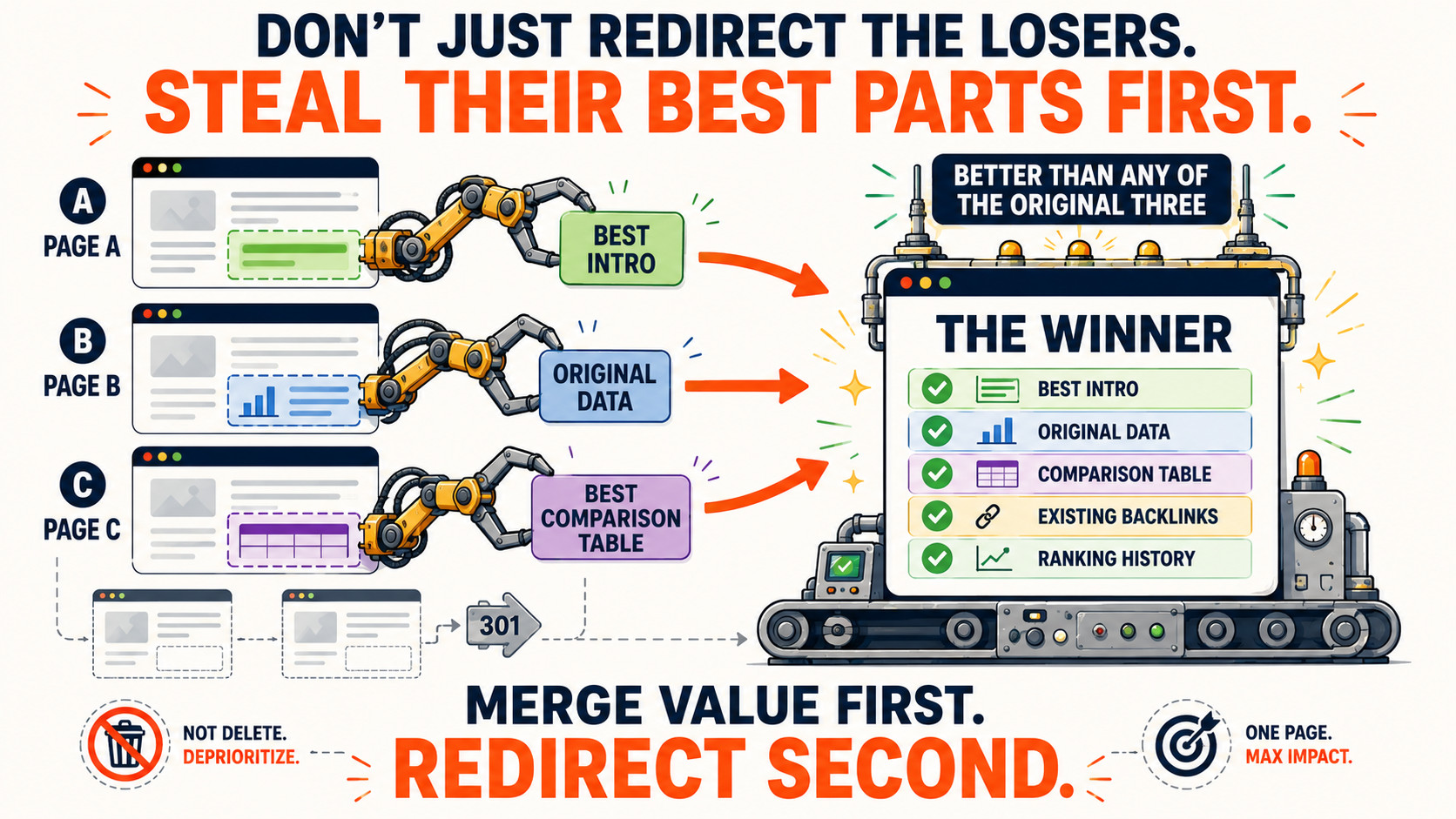 Merge Value First, Redirect Second